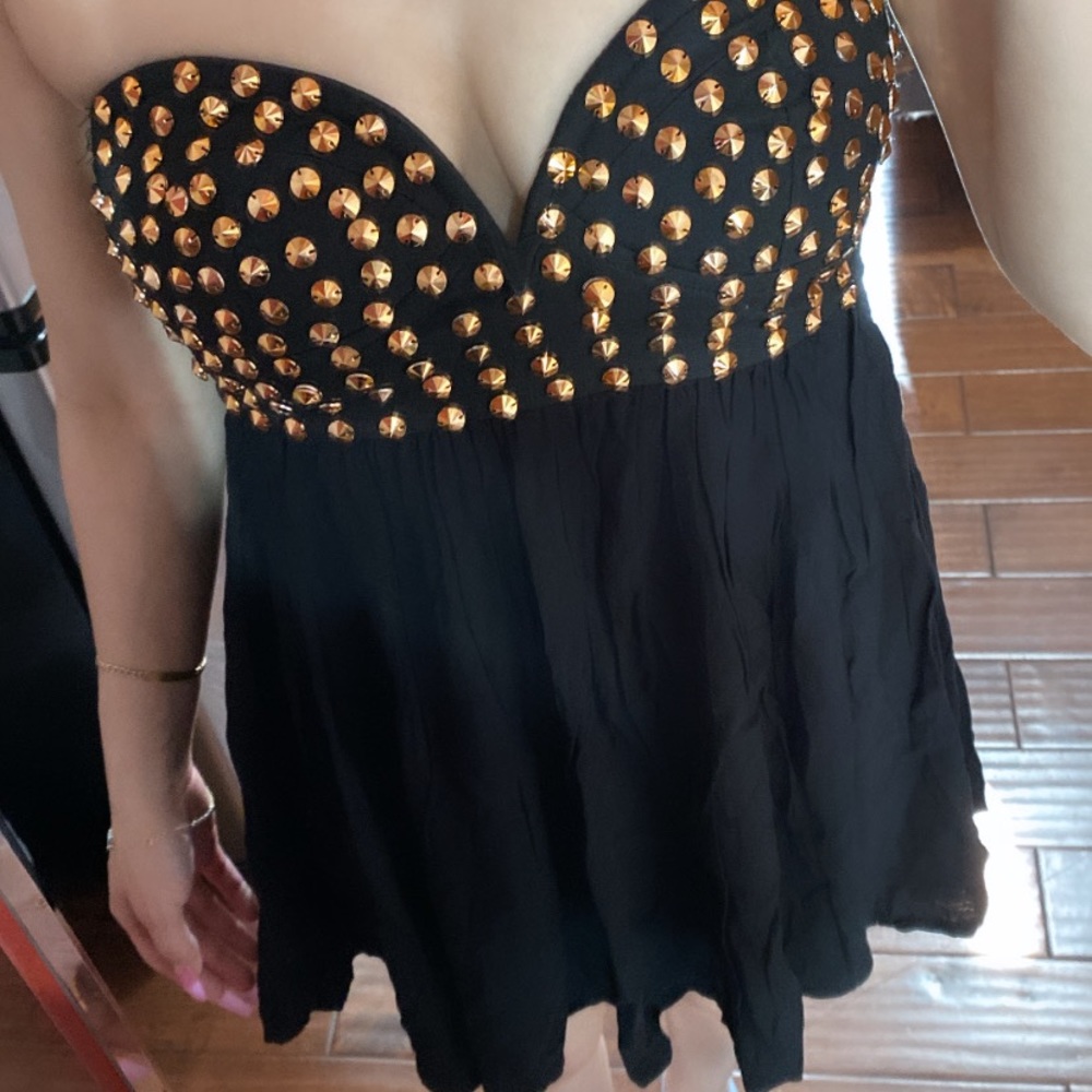 studded strapless dress